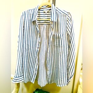 Lucky Brand Navy and White Striped Top